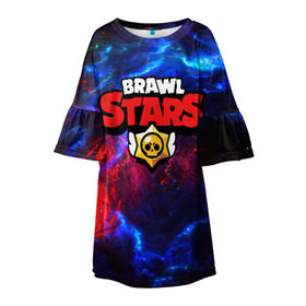 Детское платье 3D с принтом BRAWL STARS в Курске, 100% полиэстер | прямой силуэт, чуть расширенный к низу. Круглая горловина, на рукавах — воланы | android | brawl stars | games | mobile game | stars | игры | мобильные игры