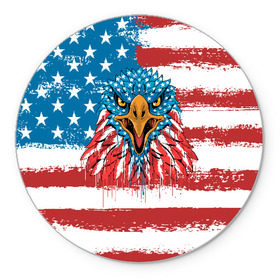 Коврик для мышки круглый с принтом American Eagle в Курске, резина и полиэстер | круглая форма, изображение наносится на всю лицевую часть | Тематика изображения на принте: america | amerika | bird | eagle | flag | usa | америка | американский | орел | птица | соединенные | сша | флаг | штаты