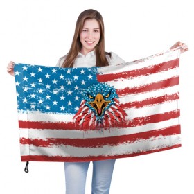 Флаг 3D с принтом American Eagle в Курске, 100% полиэстер | плотность ткани — 95 г/м2, размер — 67 х 109 см. Принт наносится с одной стороны | america | amerika | bird | eagle | flag | usa | америка | американский | орел | птица | соединенные | сша | флаг | штаты
