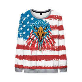 Мужской свитшот 3D с принтом American Eagle в Курске, 100% полиэстер с мягким внутренним слоем | круглый вырез горловины, мягкая резинка на манжетах и поясе, свободная посадка по фигуре | america | amerika | bird | eagle | flag | usa | америка | американский | орел | птица | соединенные | сша | флаг | штаты