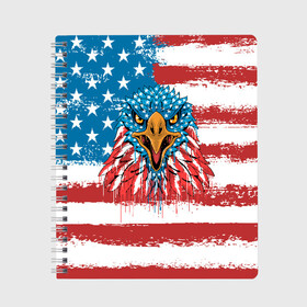 Тетрадь с принтом American Eagle в Курске, 100% бумага | 48 листов, плотность листов — 60 г/м2, плотность картонной обложки — 250 г/м2. Листы скреплены сбоку удобной пружинной спиралью. Уголки страниц и обложки скругленные. Цвет линий — светло-серый
 | Тематика изображения на принте: america | amerika | bird | eagle | flag | usa | америка | американский | орел | птица | соединенные | сша | флаг | штаты