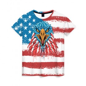 Женская футболка 3D с принтом American Eagle в Курске, 100% полиэфир ( синтетическое хлопкоподобное полотно) | прямой крой, круглый вырез горловины, длина до линии бедер | america | amerika | bird | eagle | flag | usa | америка | американский | орел | птица | соединенные | сша | флаг | штаты