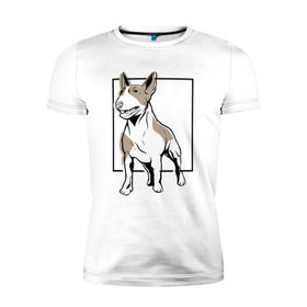 Мужская футболка премиум с принтом Бультерьер в Курске, 92% хлопок, 8% лайкра | приталенный силуэт, круглый вырез ворота, длина до линии бедра, короткий рукав | bull | bull terrier | dog | terrier | бультерьер | собака | собаки