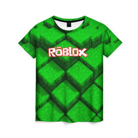 Женская футболка 3D с принтом ROBLOX в Курске, 100% полиэфир ( синтетическое хлопкоподобное полотно) | прямой крой, круглый вырез горловины, длина до линии бедер | game | gamer | logo | minecraft | roblox | simulator | игра | конструктор | лого | симулятор | строительство | фигура