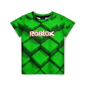 Детская футболка 3D с принтом ROBLOX в Курске, 100% гипоаллергенный полиэфир | прямой крой, круглый вырез горловины, длина до линии бедер, чуть спущенное плечо, ткань немного тянется | game | gamer | logo | minecraft | roblox | simulator | игра | конструктор | лого | симулятор | строительство | фигура