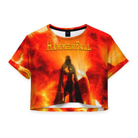 Женская футболка Cropp-top с принтом Hammerfall в Курске, 100% полиэстер | круглая горловина, длина футболки до линии талии, рукава с отворотами | hammerfall | heavy | metal | power | sweden | пауэр метал | хеви | хеви метал
