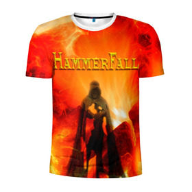 Мужская футболка 3D спортивная с принтом Hammerfall в Курске, 100% полиэстер с улучшенными характеристиками | приталенный силуэт, круглая горловина, широкие плечи, сужается к линии бедра | hammerfall | heavy | metal | power | sweden | пауэр метал | хеви | хеви метал