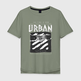 Мужская футболка хлопок Oversize с принтом Black Urban Style в Курске, 100% хлопок | свободный крой, круглый ворот, “спинка” длиннее передней части | black | urban | буквы | взгляд | глаза | лицо | минимализм | полосы | рваная | стиль | урбан | урбанистический