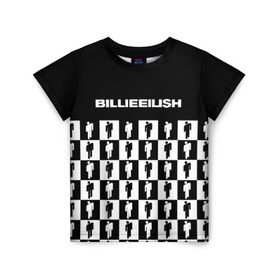 Детская футболка 3D с принтом BILLIE EILISH в Курске, 100% гипоаллергенный полиэфир | прямой крой, круглый вырез горловины, длина до линии бедер, чуть спущенное плечо, ткань немного тянется | Тематика изображения на принте: be | billie | billie eilish | билли | билли айлиш