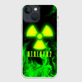 Чехол для iPhone 13 mini с принтом STALKER 2 TOXIC FIRE | СТАЛКЕР 2 ТОКСИЧНЫЙ ОГОНЬ в Курске,  |  | Тематика изображения на принте: bandit | chernobyl | pripyat | s.t.a.l.k.e.r. 2 | shadow of chernobyl | stalker | stalker 2 | бандиты | меченый | припять | сталкер | сталкер 2 | тени чернобыля | чернобыль | чистое небо