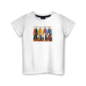 Детская футболка хлопок с принтом Казимир Малевич Крестьяне в Курске, 100% хлопок | круглый вырез горловины, полуприлегающий силуэт, длина до линии бедер | живопись | искусство | картина | художники | шедевры