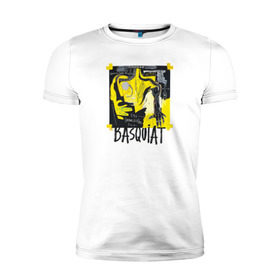 Мужская футболка премиум с принтом BASQUIAT ARTIST в Курске, 92% хлопок, 8% лайкра | приталенный силуэт, круглый вырез ворота, длина до линии бедра, короткий рукав | живопись | искусство | картина | художники | шедевры
