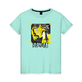 Женская футболка хлопок с принтом BASQUIAT ARTIST в Курске, 100% хлопок | прямой крой, круглый вырез горловины, длина до линии бедер, слегка спущенное плечо | живопись | искусство | картина | художники | шедевры