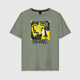 Женская футболка хлопок Oversize с принтом BASQUIAT ARTIST в Курске, 100% хлопок | свободный крой, круглый ворот, спущенный рукав, длина до линии бедер
 | живопись | искусство | картина | художники | шедевры