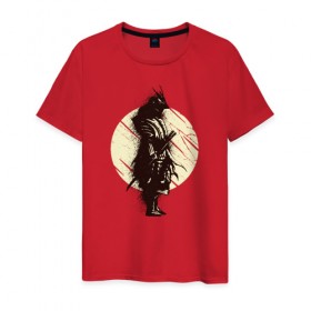 Мужская футболка хлопок с принтом Самурай в Курске, 100% хлопок | прямой крой, круглый вырез горловины, длина до линии бедер, слегка спущенное плечо. | japan | ninja | samurai | sekiro | катана | ниндзя | самураи | самурай | япония