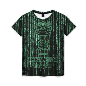 Женская футболка 3D с принтом THE MATRIX HAS YOU в Курске, 100% полиэфир ( синтетическое хлопкоподобное полотно) | прямой крой, круглый вырез горловины, длина до линии бедер | Тематика изображения на принте: matrix | андерсон | киану | код | компьютер. монитор. пк | матрица | послание | ривз | сообщение | томас