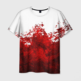Мужская футболка 3D с принтом Кровавые брызги в Курске, 100% полиэфир | прямой крой, круглый вырез горловины, длина до линии бедер | blood | bloody | horror | texture | абстракция | брызги | в крови | краска | красная краска | кровавая | кровь | текстура | ужас