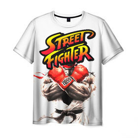 Мужская футболка 3D с принтом Street fighter в Курске, 100% полиэфир | прямой крой, круглый вырез горловины, длина до линии бедер | capcom | fighter | fighting | street | боец | суторито фаита | уличный | файтинг