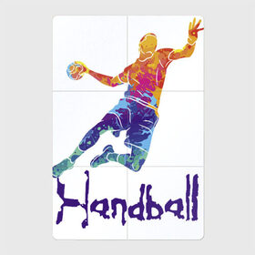 Магнитный плакат 2Х3 с принтом Handball в Курске, Полимерный материал с магнитным слоем | 6 деталей размером 9*9 см | attack | ball | game | handball | jump | player | sport | sportsman | атака | игра | мяч | прыжок | спорт | спортмен