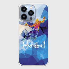 Чехол для iPhone 13 Pro с принтом Handball в Курске,  |  | Тематика изображения на принте: attack | ball | game | handball | jump | player | sport | sportsman | атака | игра | мяч | прыжок | спорт | спортмен