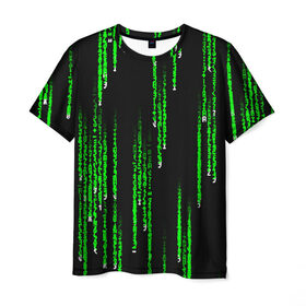 Мужская футболка 3D с принтом МАТРИЦА в Курске, 100% полиэфир | прямой крой, круглый вырез горловины, длина до линии бедер | Тематика изображения на принте: agent smith | hugo weaving | keanu reeves | the matrix | киану ривз | код | матрица | матрица 4 | нео | цифры