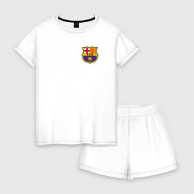 Женская пижама с шортиками хлопок с принтом FC BARCELONA в Курске, 100% хлопок | футболка прямого кроя, шорты свободные с широкой мягкой резинкой | barca | barcelona | fc barca | барка | барселона