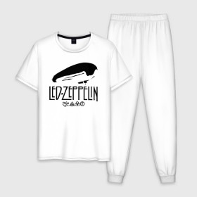 Мужская пижама хлопок с принтом Led Zeppelin в Курске, 100% хлопок | брюки и футболка прямого кроя, без карманов, на брюках мягкая резинка на поясе и по низу штанин
 | 