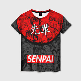 Женская футболка 3D с принтом SENPAI (JAPAN 07) в Курске, 100% полиэфир ( синтетическое хлопкоподобное полотно) | прямой крой, круглый вырез горловины, длина до линии бедер | ahegao | anime | japan | manga | sempai | senpai | аниме | ахегао | лицо | манга | семпай | сенпай | япония
