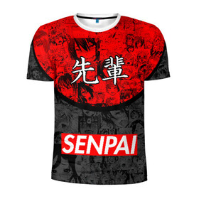Мужская футболка 3D спортивная с принтом SENPAI (JAPAN 07) в Курске, 100% полиэстер с улучшенными характеристиками | приталенный силуэт, круглая горловина, широкие плечи, сужается к линии бедра | ahegao | anime | japan | manga | sempai | senpai | аниме | ахегао | лицо | манга | семпай | сенпай | япония