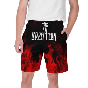 Мужские шорты 3D с принтом Led Zeppelin в Курске,  полиэстер 100% | прямой крой, два кармана без застежек по бокам. Мягкая трикотажная резинка на поясе, внутри которой широкие завязки. Длина чуть выше колен | Тематика изображения на принте: led zeppelin | лед зеппелин