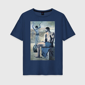 Женская футболка хлопок Oversize с принтом Девочка на шаре в Курске, 100% хлопок | свободный крой, круглый ворот, спущенный рукав, длина до линии бедер
 | живопись | искусство | картина | художники | шедевры