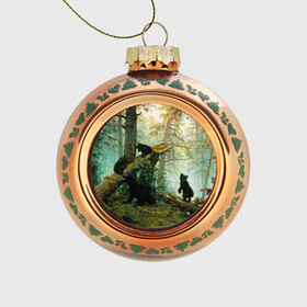 Стеклянный ёлочный шар с принтом Утро в сосновом лесу в Курске, Стекло | Диаметр: 80 мм | живопись | искусство | картина | художники | шедевры