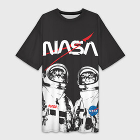 Платье-футболка 3D с принтом Nasa cats austronaut в Курске,  |  | cats austronaut | nasa | space | космос | кот космонавт | наса | насса