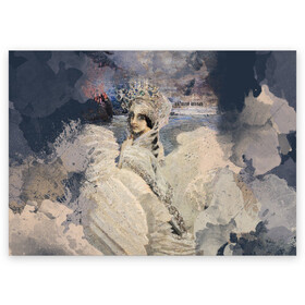 Поздравительная открытка с принтом Царевна лебедь в Курске, 100% бумага | плотность бумаги 280 г/м2, матовая, на обратной стороне линовка и место для марки
 | живопись | искусство | картина | художники | шедевры