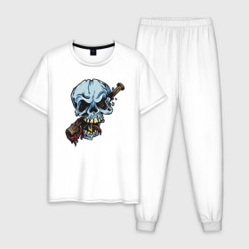 Мужская пижама хлопок с принтом Baseball bat в Курске, 100% хлопок | брюки и футболка прямого кроя, без карманов, на брюках мягкая резинка на поясе и по низу штанин
 | 