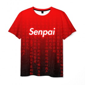 Мужская футболка 3D с принтом SENPAI MATRIX RED в Курске, 100% полиэфир | прямой крой, круглый вырез горловины, длина до линии бедер | ahegao | anime | senpai | аниме | ахегао. | ахэгао | семпай | сенпаи