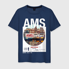 Мужская футболка хлопок с принтом Asterdam в Курске, 100% хлопок | прямой крой, круглый вырез горловины, длина до линии бедер, слегка спущенное плечо. | amsterdam | travel | амстердам | город | города | мир | путешествия