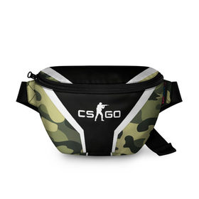 Поясная сумка 3D с принтом CS:GO Camouflage в Курске, 100% полиэстер | плотная ткань, ремень с регулируемой длиной, внутри несколько карманов для мелочей, основное отделение и карман с обратной стороны сумки застегиваются на молнию | conter | counter | cs go | csgo | global | offensive | strike | контер | кс го | ксго | страйк