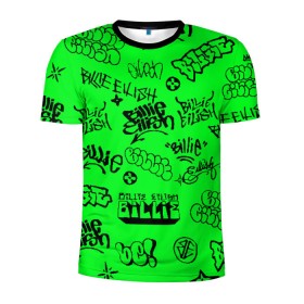 Мужская футболка 3D спортивная с принтом Billie Eilish graffiti в Курске, 100% полиэстер с улучшенными характеристиками | приталенный силуэт, круглая горловина, широкие плечи, сужается к линии бедра | billie | eilish | graffiti | айлиш | билли | граффити | татуировки