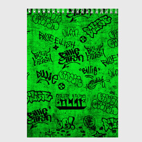 Скетчбук с принтом Billie Eilish Graffiti Grunge в Курске, 100% бумага
 | 48 листов, плотность листов — 100 г/м2, плотность картонной обложки — 250 г/м2. Листы скреплены сверху удобной пружинной спиралью | billie | eilish | graffiti | grunge | айлиш | билли | граффити | татуировки