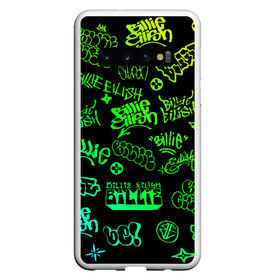 Чехол для Samsung Galaxy S10 с принтом Billie Eilish Graffiti gradien в Курске, Силикон | Область печати: задняя сторона чехла, без боковых панелей | billie | eilish | gradient | graffiti | айлиш | билли | градиент | граффити | татуировки