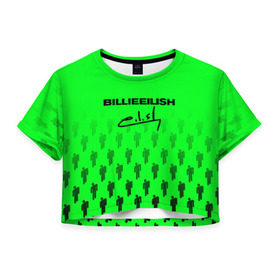 Женская футболка Cropp-top с принтом BILLIE EILISH (автограф) в Курске, 100% полиэстер | круглая горловина, длина футболки до линии талии, рукава с отворотами | be | billie | billie eilish | билли | билли айлиш