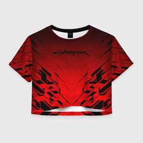 Женская футболка Cropp-top с принтом CYBERPUNK 2077 (КАПЮШОН) в Курске, 100% полиэстер | круглая горловина, длина футболки до линии талии, рукава с отворотами | cd project red | cyberpunk 2077 | keanu reeves | samurai | киану ривз | киберпанк 2077 | самураи
