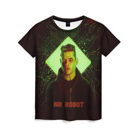 Женская футболка 3D с принтом Мистер Робот в Курске, 100% полиэфир ( синтетическое хлопкоподобное полотно) | прямой крой, круглый вырез горловины, длина до линии бедер | mr. robot | мистер робот | сериал | фильм | хакер | элиот | эллиот