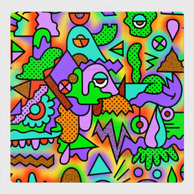 Магнитный плакат 3Х3 с принтом PSY GEOMETRY в Курске, Полимерный материал с магнитным слоем | 9 деталей размером 9*9 см | abstract | abstraction | color | geometry | paitnt | psy | абстракция | геометрия | краски | неоновые | психоделика