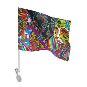 Флаг для автомобиля с принтом психоделика в Курске, 100% полиэстер | Размер: 30*21 см | abstract | abstraction | color | geometry | paitnt | psy | абстракция | геометрия | краски | неоновые | психоделика