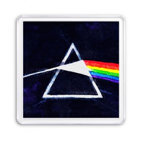 Магнит 55*55 с принтом PINK FLOYD в Курске, Пластик | Размер: 65*65 мм; Размер печати: 55*55 мм | music | pink floyd | the dark side of the moon | космос | луна | музыка | пинк флойд | призма | рок | треугольник | триангулярная призма