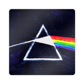 Магнит виниловый Квадрат с принтом PINK FLOYD в Курске, полимерный материал с магнитным слоем | размер 9*9 см, закругленные углы | Тематика изображения на принте: music | pink floyd | the dark side of the moon | космос | луна | музыка | пинк флойд | призма | рок | треугольник | триангулярная призма