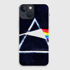 Чехол для iPhone 13 mini с принтом PINK FLOYD в Курске,  |  | music | pink floyd | the dark side of the moon | космос | луна | музыка | пинк флойд | призма | рок | треугольник | триангулярная призма