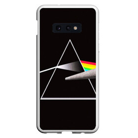 Чехол для Samsung S10E с принтом PINK FLOYD в Курске, Силикон | Область печати: задняя сторона чехла, без боковых панелей | music | pink floyd | the dark side of the moon | космос | луна | музыка | пинк флойд | призма | рок | треугольник | триангулярная призма